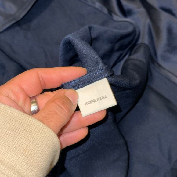 Princess Polly Navy Blue Dress Cowl Neck Women's Size US 12 Long Slit on Back - Picture 7 of 7